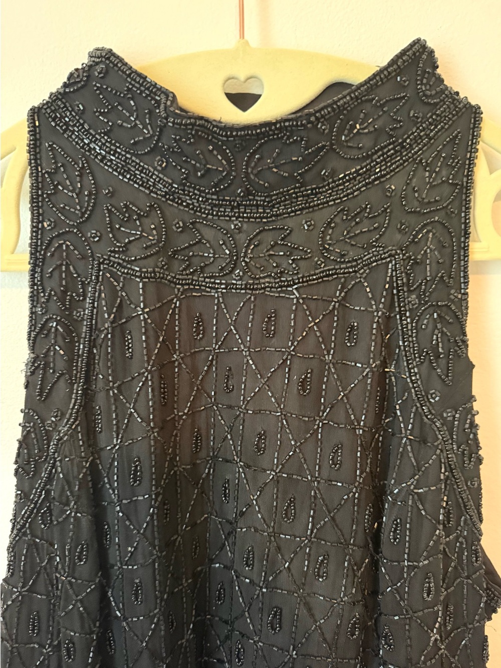 Beaded Black High-Neck Women's Top